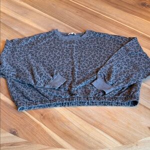Z Supply Charcoal Leopard Print Pullover size L crop